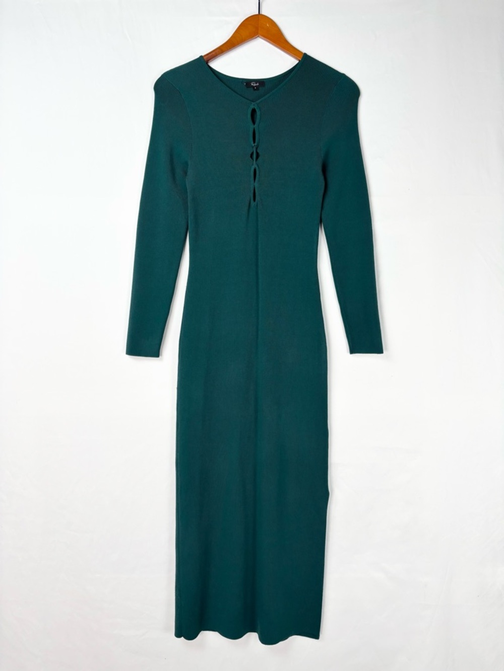 Rails Solma Dress Evergreen Size S Midi Long Sleeve Side Slit Knit